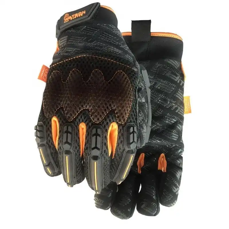 Watson Overtime Impact Gloves – Large, Black & Orange Spandex With Reinforced Palm