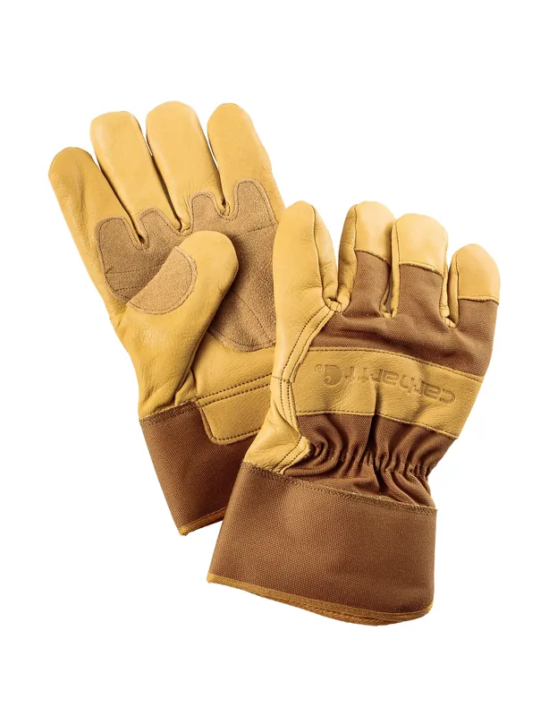 Men‘s Insulated Grain Leather Work Gloves With Safety Cuff, Large, Brown