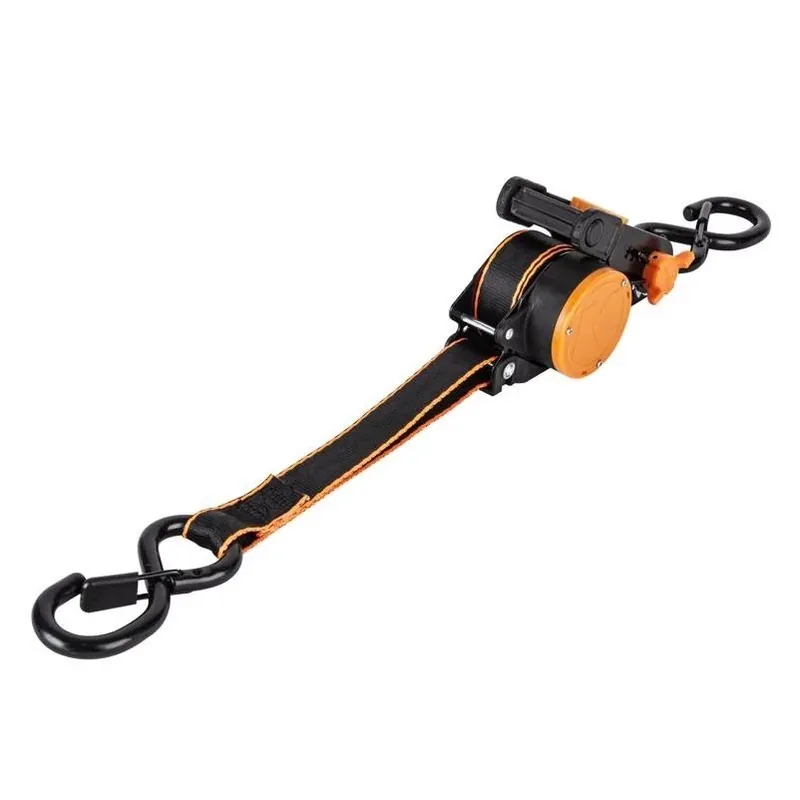 Heavy‑duty 500 lb Retractable Ratchet Tie‑down – 10 ft X 1 in With S‑hook