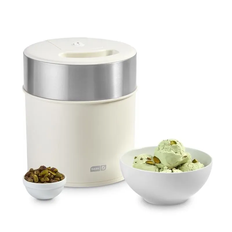 2‑quart Cream‑colored Ice Cream Maker – Compact 9" × 8" × 8" Countertop Dessert Machine