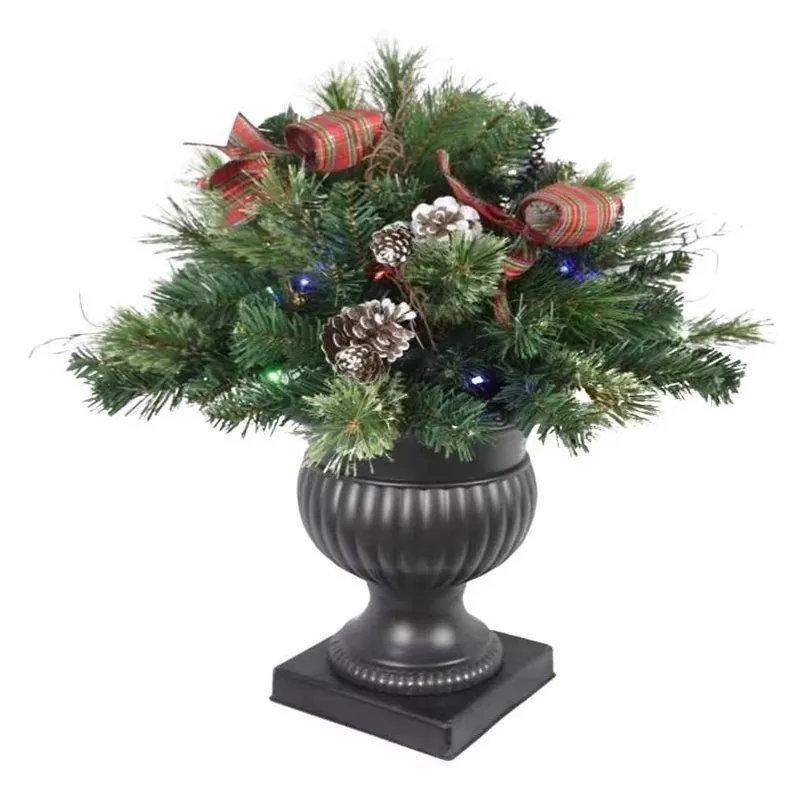 2‑foot Battery‑powered Led Twig Pine Bow – 35‑light Color‑changing Porch Decoration