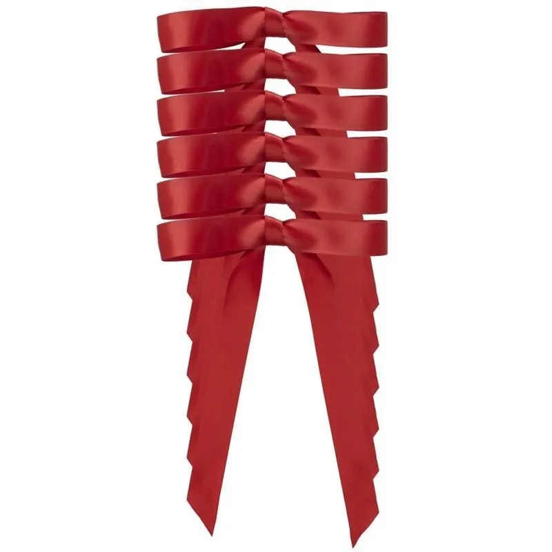 8‑inch Red Satin Double‑face Christmas Bow – Pack Of 6