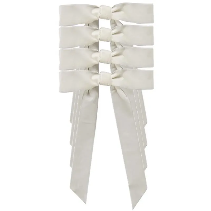 Ivory Velvet-linen Holiday Bow – 10‑inch Decorative Christmas Accent (set Of 4)