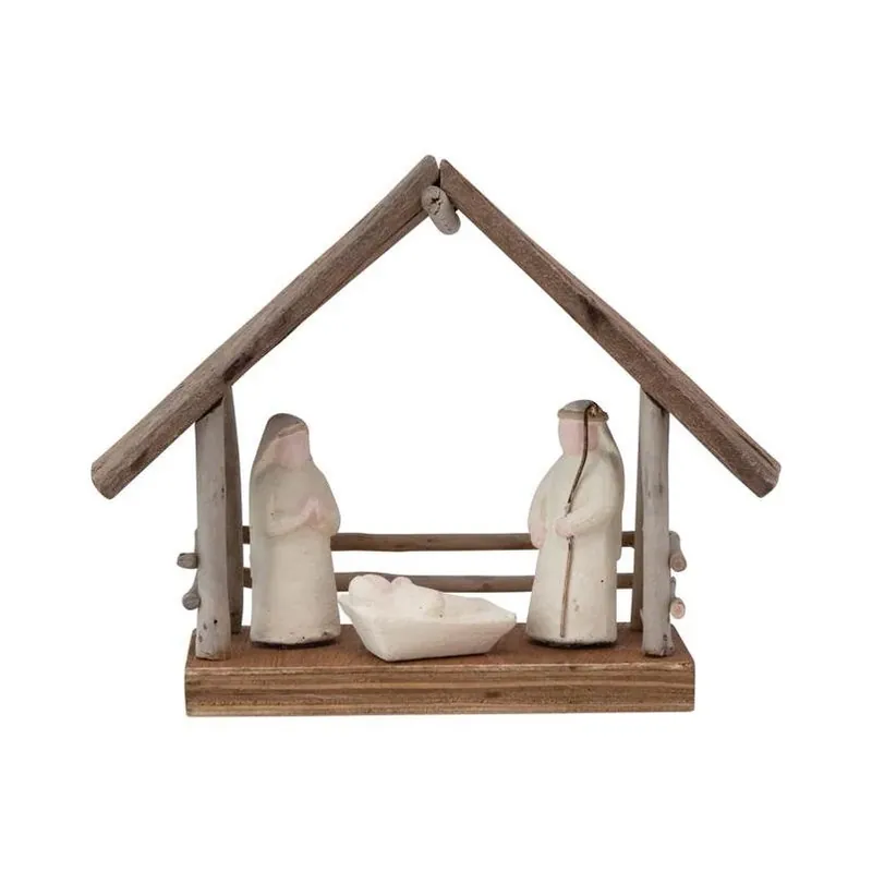 Handcrafted Multicolored Mache Nativity Centerpiece – 7‑inch Table Décor