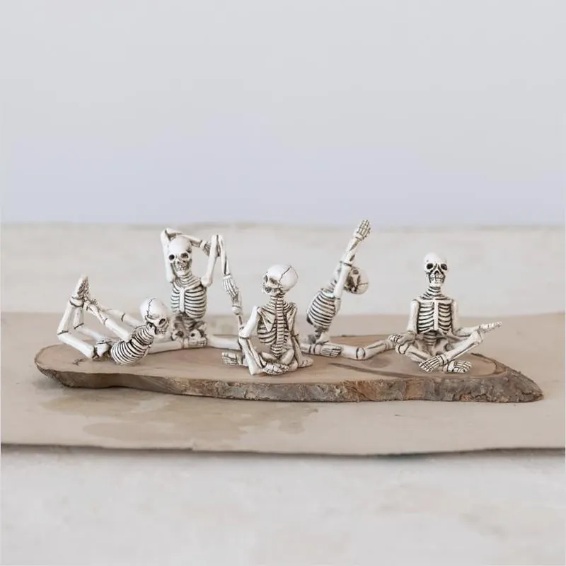 Creative Co‑op 5‑pose Yoga Skeleton Halloween Decoration – Spooky Yoga Figure For Home & Party