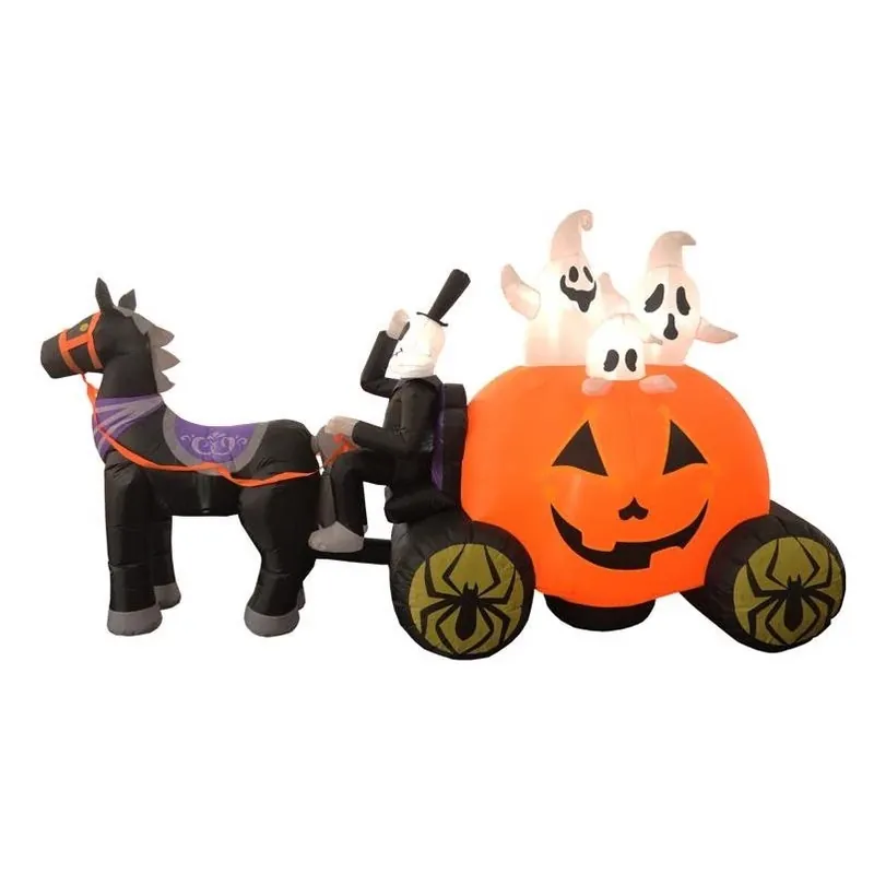10‑foot Led Ghost & Pumpkin Carriage Inflatable – Halloween Party Decoration