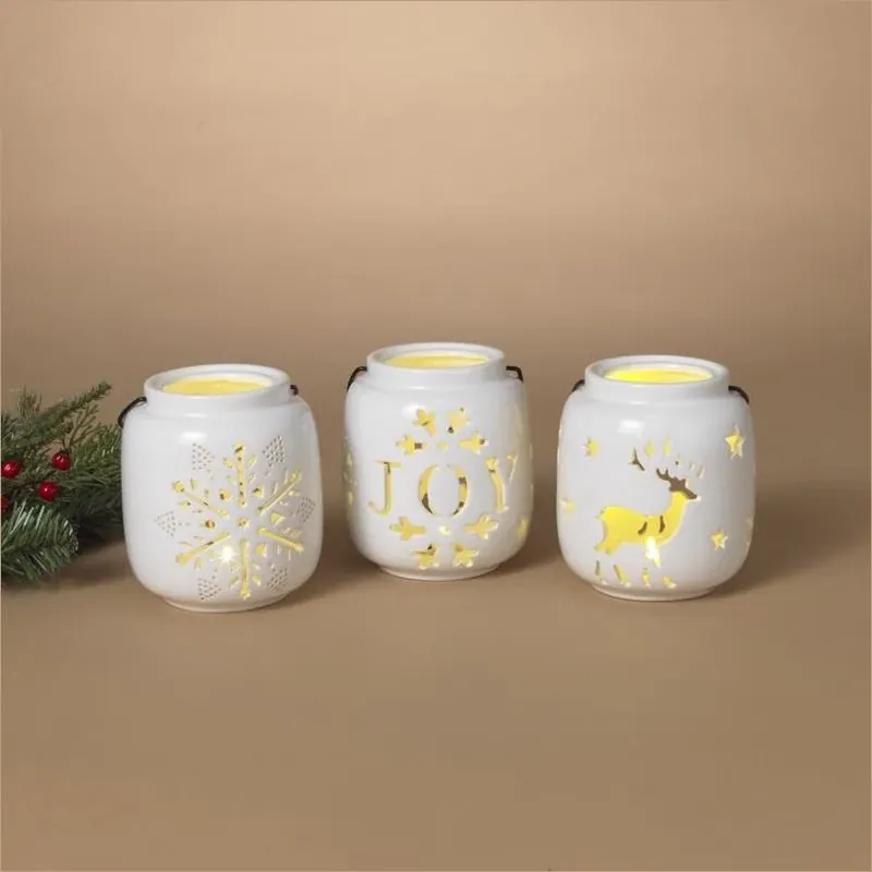 5‑inch White Battery‑operated Lighted Holiday Lantern – Festive Décor Accent