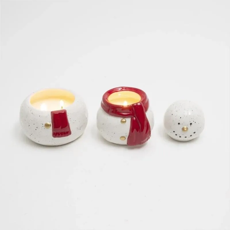 8‑inch White & Red Snowman Christmas Scented Wax Candle