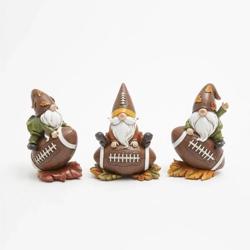 5‑inch Harvest Gnome Football Yard Ornament – Rustic Fall Garden Décor