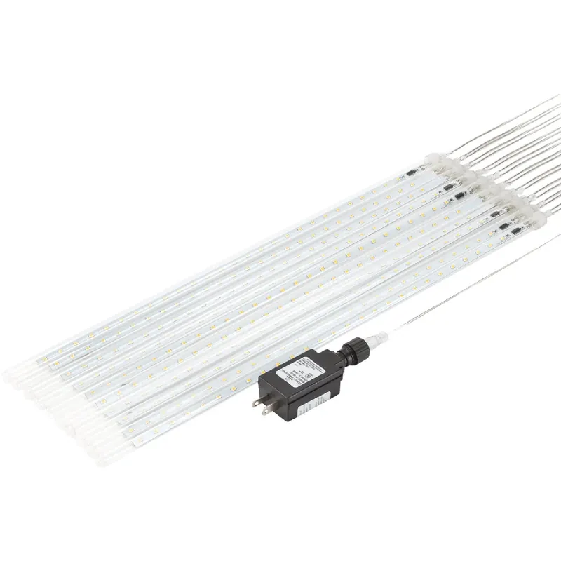 Warm White 540-bulb Chasing Led Hanging Icicle Light Set 20 In.