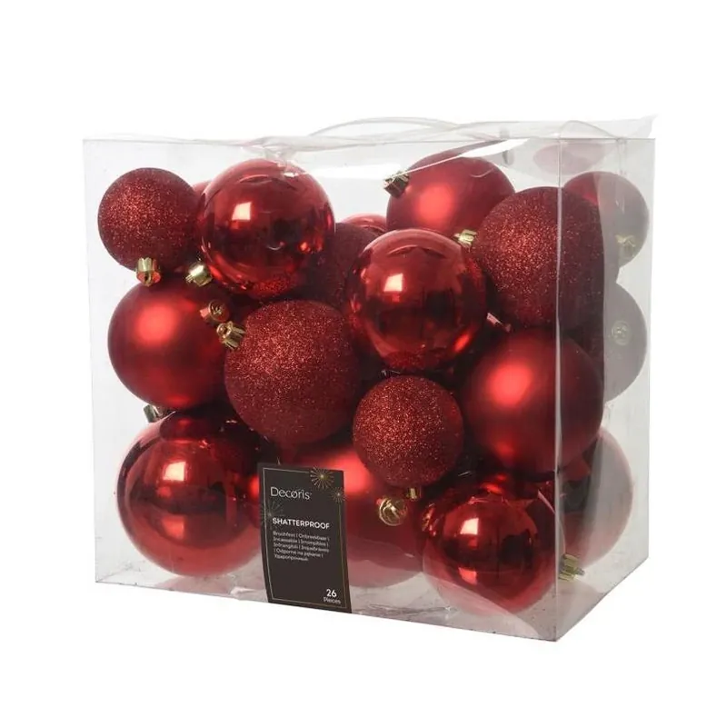Durable Red Shatterproof Christmas Ornaments – 26‑piece Set