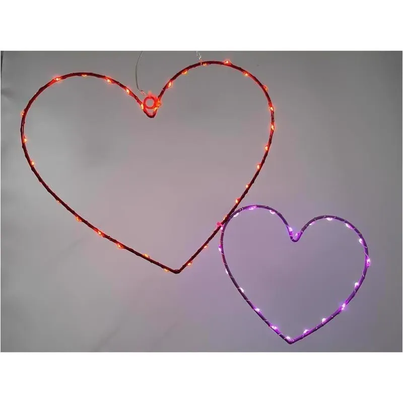 Double‑heart Metal Silhouette Window Light – Indoor & Outdoor Décor