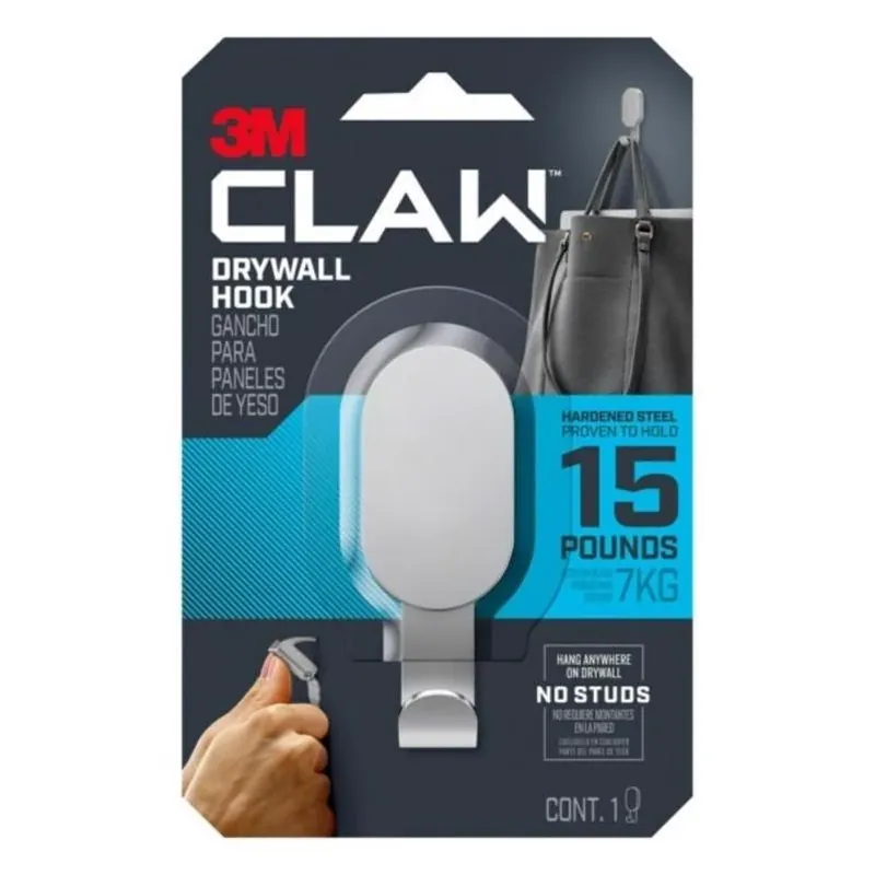 15‑lb Stainless Steel Drywall Hook – Heavy‑duty Clip, 1 pack