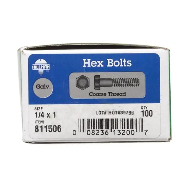 1/4 In. D X 1 In. L Hot Dipped Galvanized Steel Hex Bolt 100 Pk