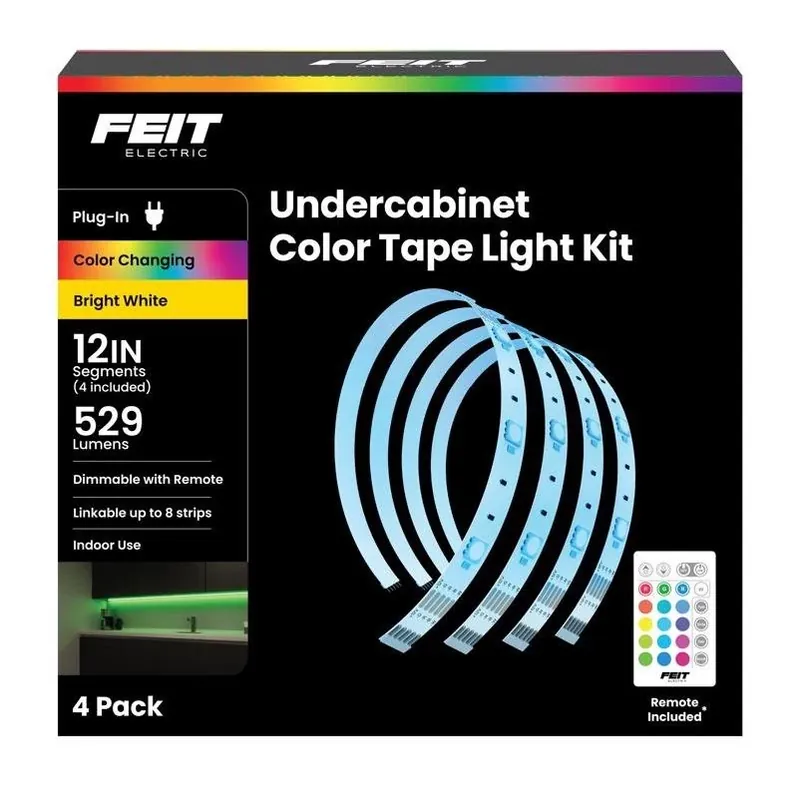 Feit 12‑inch Color‑changing Plug‑in Led Tape Light – 4‑pack