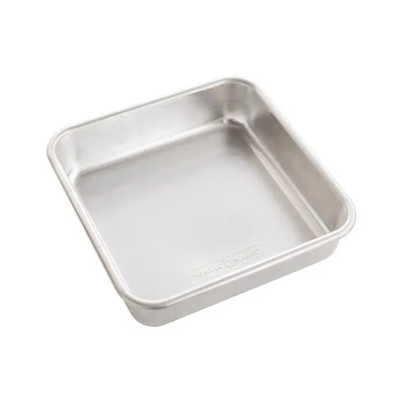 8‑inch Square Aluminum Cake Pan – Silver, 1‑piece