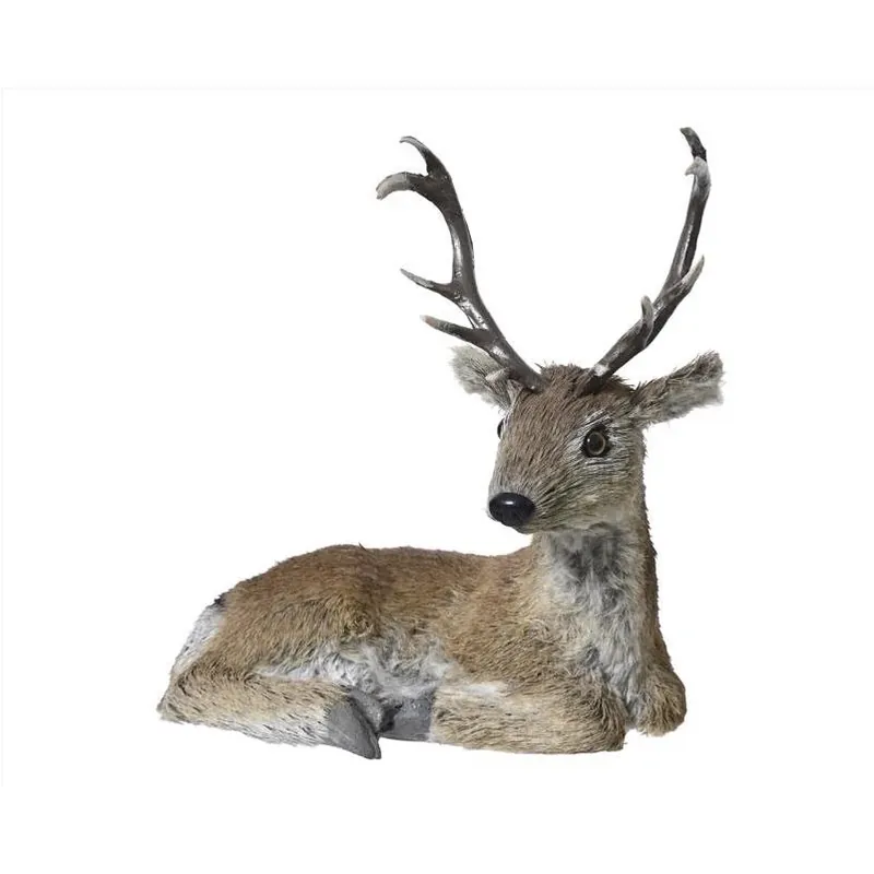 10‑inch Brown Artificial Fur Deer Table Décor – Rustic Holiday Accent