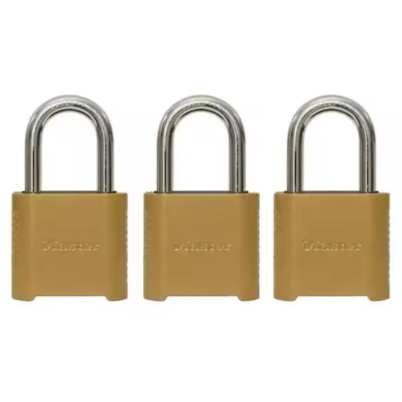 Brass-finished 4-digit Combination Padlock – Compact Die‑cast Zinc Security (pack Of 3)