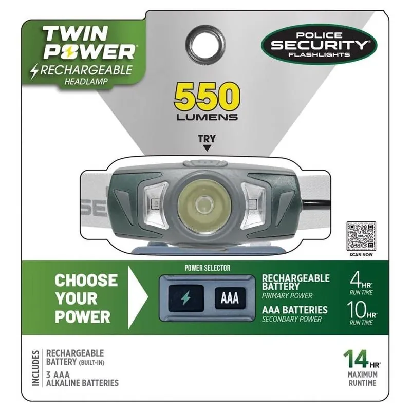 550‑lumen Rechargeable Led Headlamp – Gray/green (aaa)