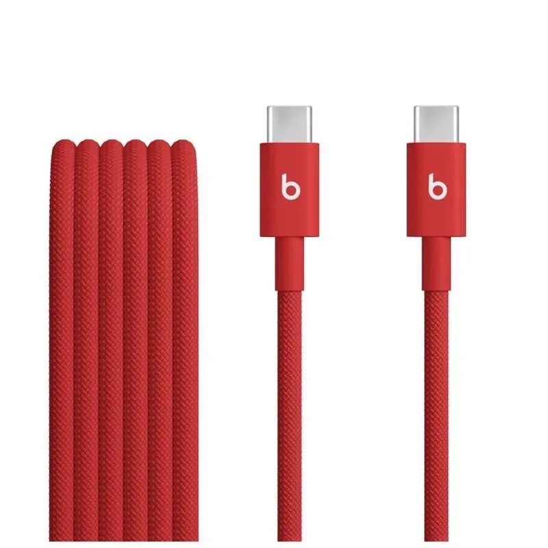 Red Braided Usb‑c To Usb‑c Fast Charging Cable For Smartphones