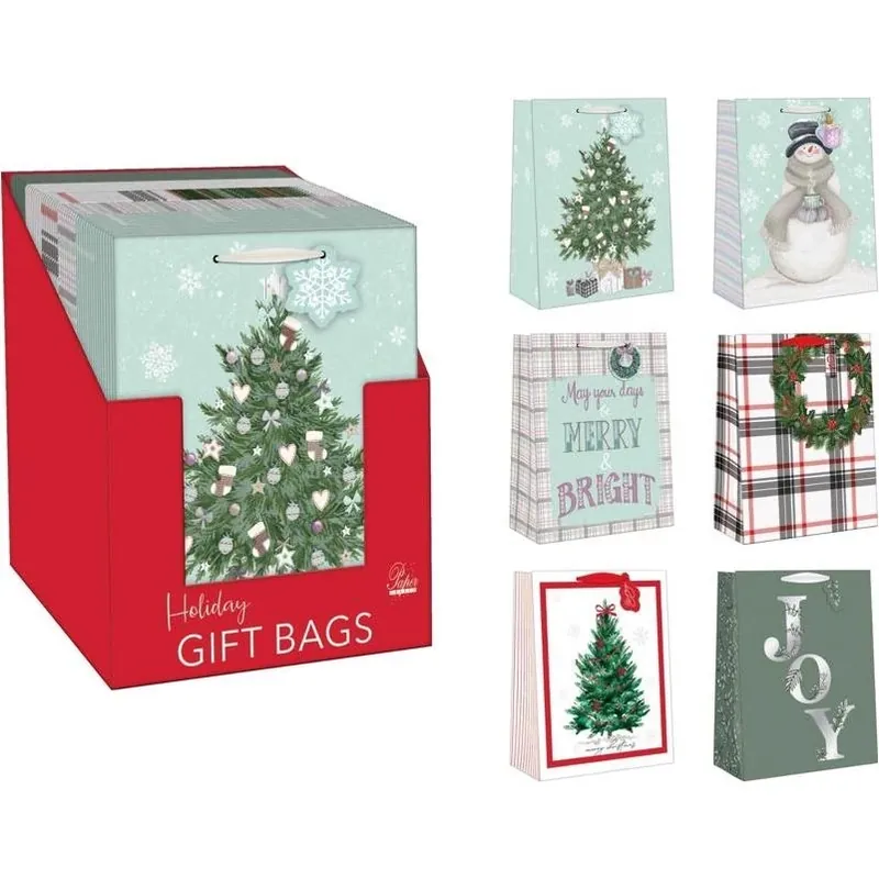 Large Holiday Gift Bag – Assorted Treated Paper, Festive Design