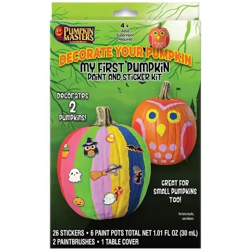 My First Pumpkin Paint & Sticker Carving Kit – Beginner Diy Halloween Set