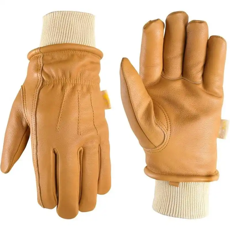 Women‘s Insulated Leather Work Gloves – Tan, Large (1 Pair)