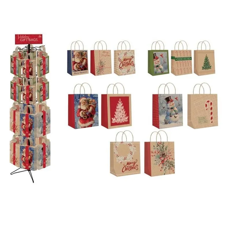 Holiday Kraft Bag Spinner Rack – Assorted Colors
