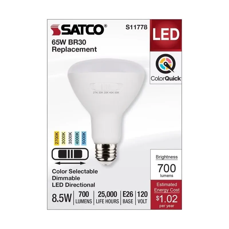 65w Equivalent 5cct-selectable Br30 Dimmable Led Floodlight Bulb - 8.5w