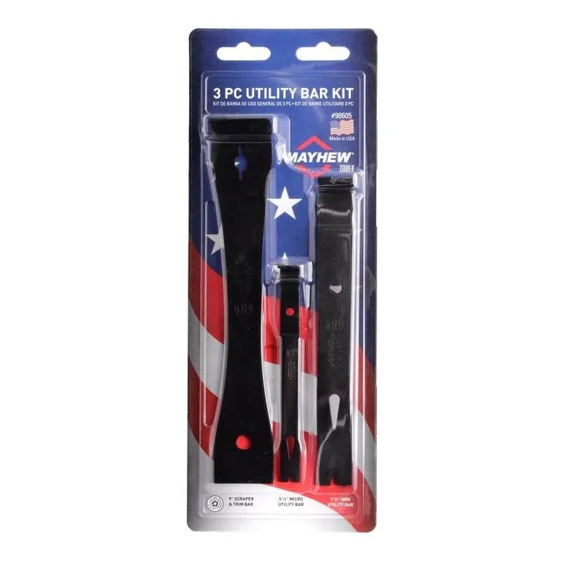 98605 3‑piece Steel Utility Flat Bar Set – Black Oxide Finish