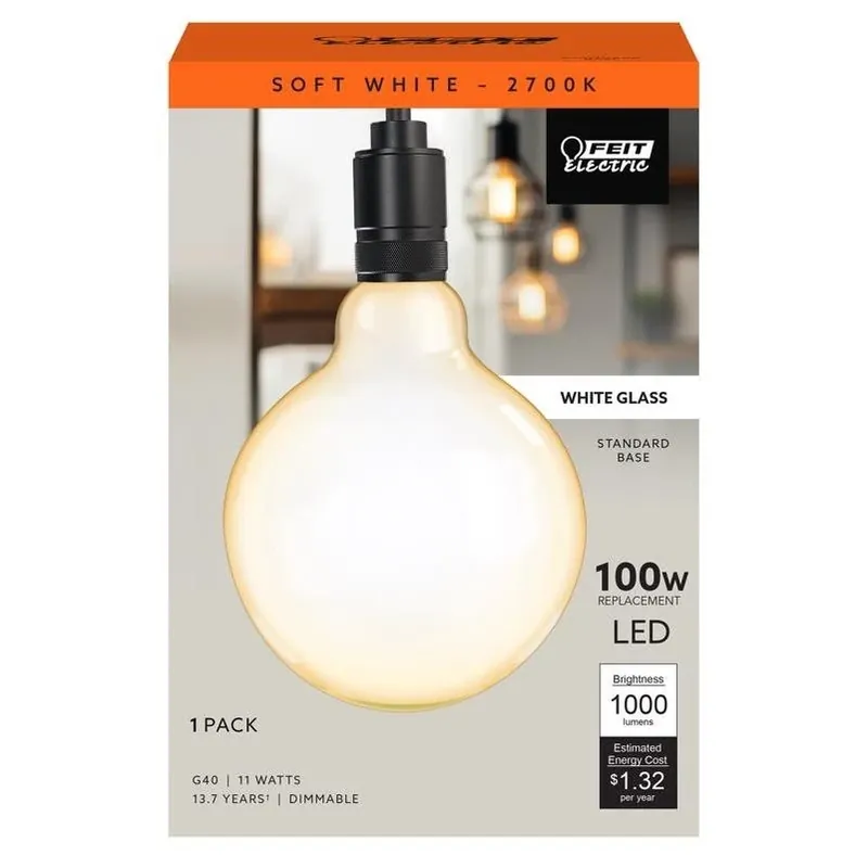 11w G40 Filament Led Globe – Soft White 2700k, Dimmable, 1000 lm, 100w Equivalent (e26)