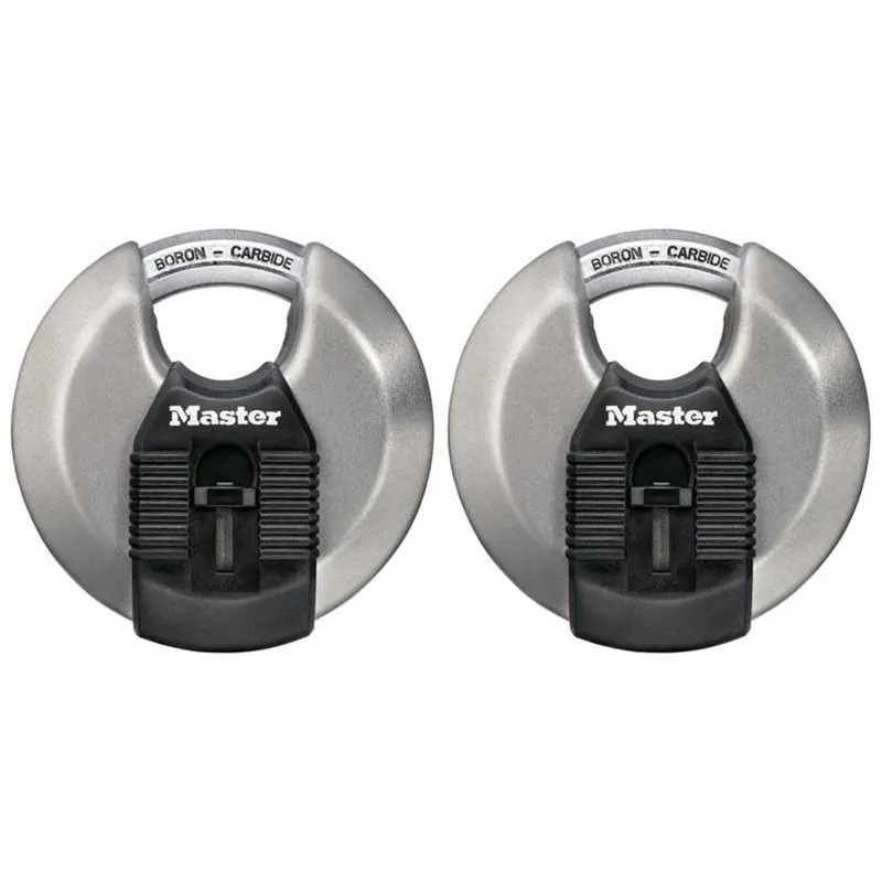 Stainless Steel 3‑1/8" Disk Padlock – Heavy‑duty 4‑pin Cylinder, Re‑keyable (2‑pack)