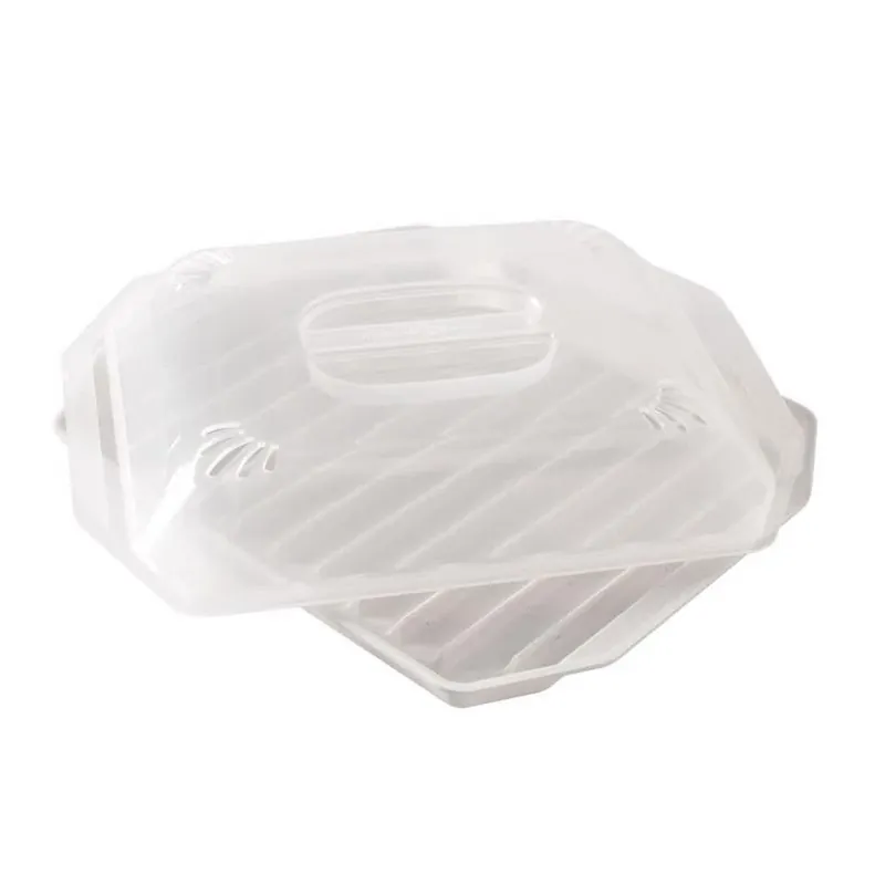 Microwave Bacon & Meat Rack – 2‑piece Natural Plastic Set