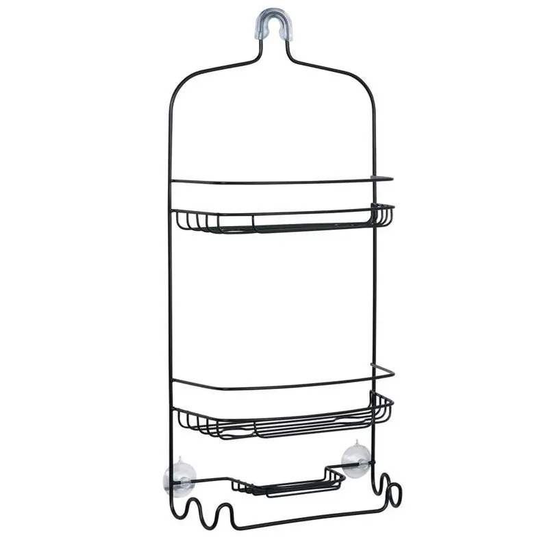 Matte Black Stainless Steel Shower Caddy – 24" Tall Space‑saving Bathroom Organizer