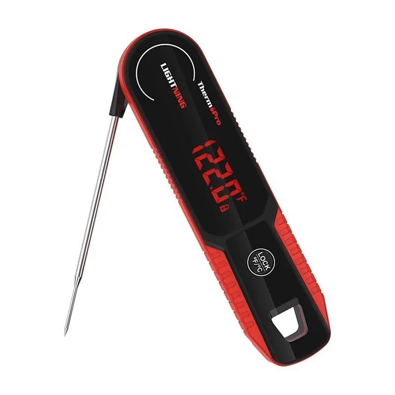 Stainless Steel Folding Probe Thermometer – Precise Bbq & Kitchen Temperature Gauge