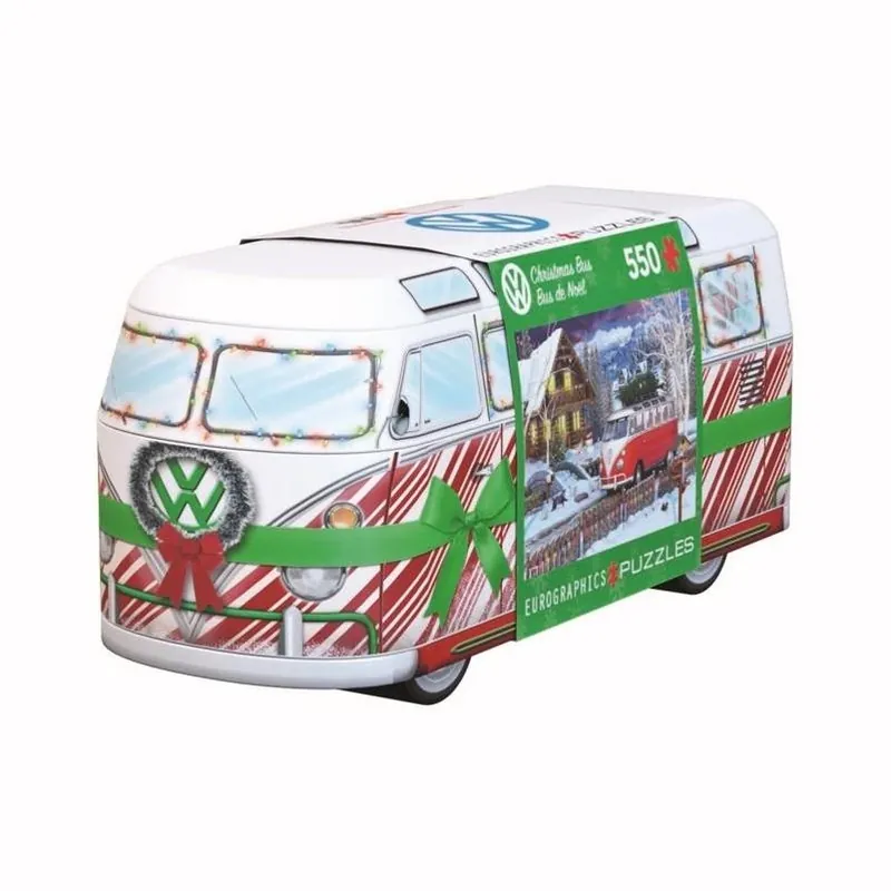 550‑piece Vw Christmas Bus Puzzle Tin – Multicolored Collectible