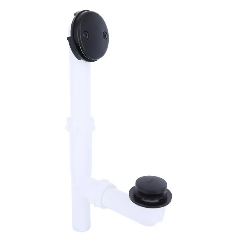 Touch-toe Tub Drain Kit With Matte Black Trim, 1-1/2 In. Plastic Tubing