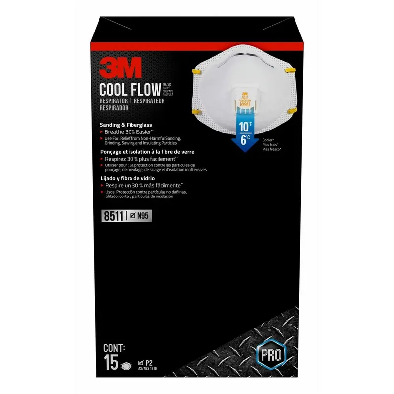 Cool Flow N95 Disposable Particulate Respirator Valved White 15 Pk