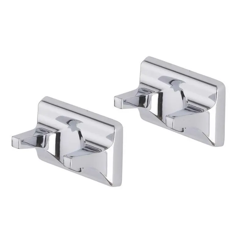 Chrome Double Robe Hook – Polished Silver Wall‑mounted Pair