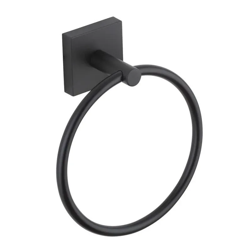Oakbrook Matte Black Towel Ring – Die‑cast Zinc Modern Bathroom Fixture