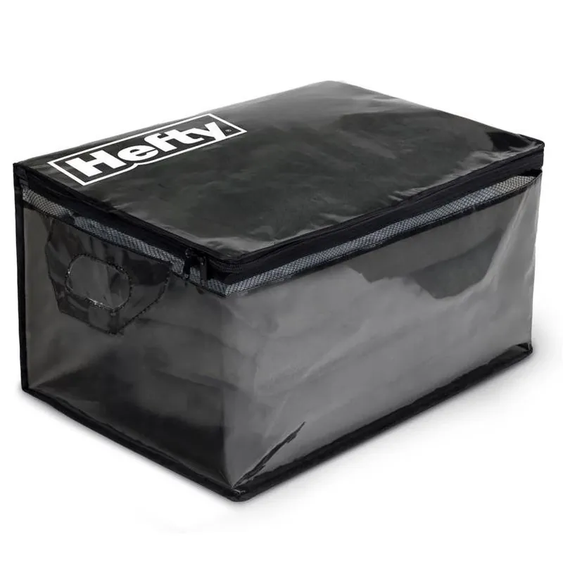 Stackable Large Black & Clear Flexible Tote With Handle – Heavy‑duty Plastic Organizer