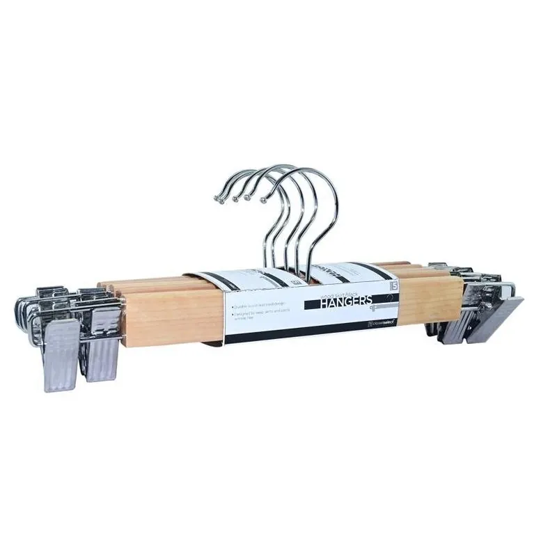 Brown Wooden Skirt & Slacks Hangers – Pack Of 5