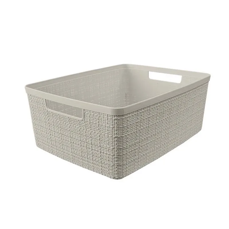 Beige Stackable Woven Storage Basket – 12 l Medium Organizer