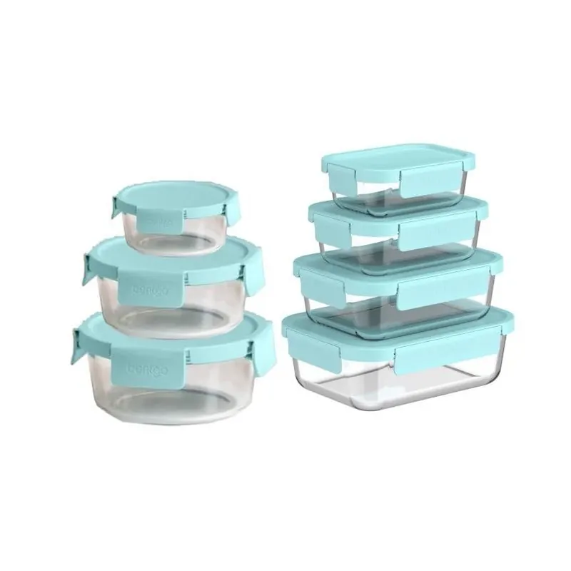 Aqua 7‑piece Borosilicate Glass Food Storage Set – Bpa‑free, Microwave & Freezer Safe