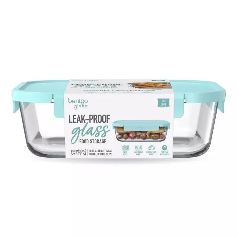 11.8‑cup Aqua Glass Food Storage Container – Freezer, Microwave & Dishwasher Safe