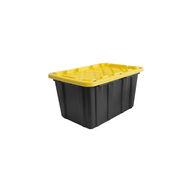 Stackable 2‑gallon Black & Yellow Plastic Storage Bin With Lid