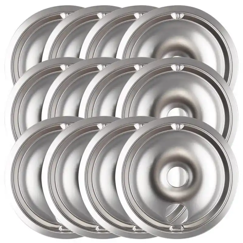 Chrome Steel Drip Bowls – 12‑piece Pack