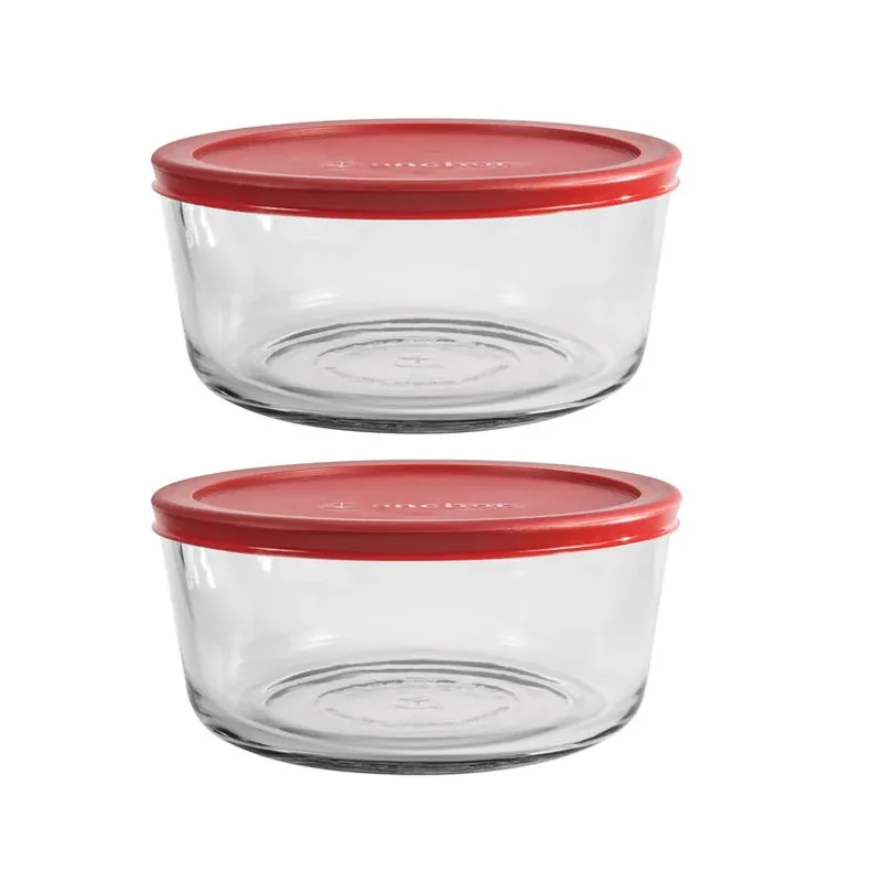 Clear Glass Food Storage Set – 2 Containers With Red Lids