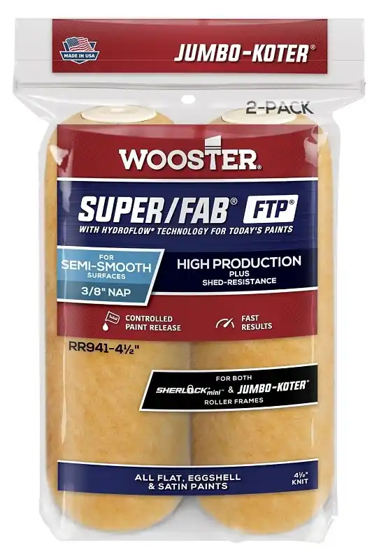 Super/fab Ftp Synthetic Blend 4-1/2 In. W X 3/8 In. Mini Paint Roller Cover 2 Pk