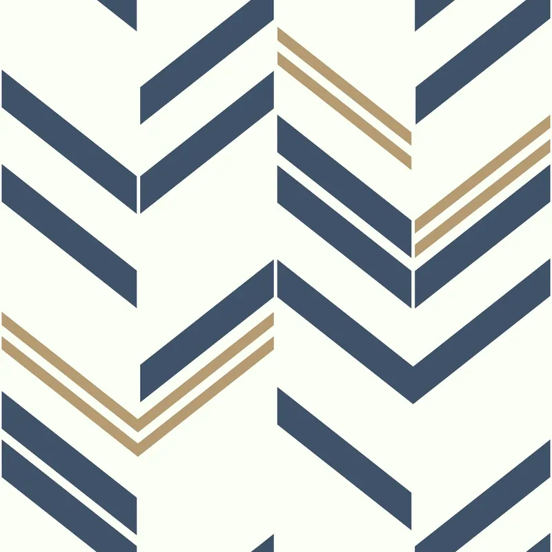 20.5 In. W X 16.5 Ft. L Blue Chevron Stripe Peel And Stick Wallpaper